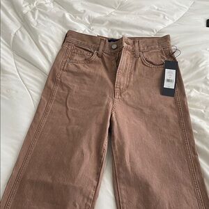 Veronica Beard “Taylor” Wide Leg Jeans In brown